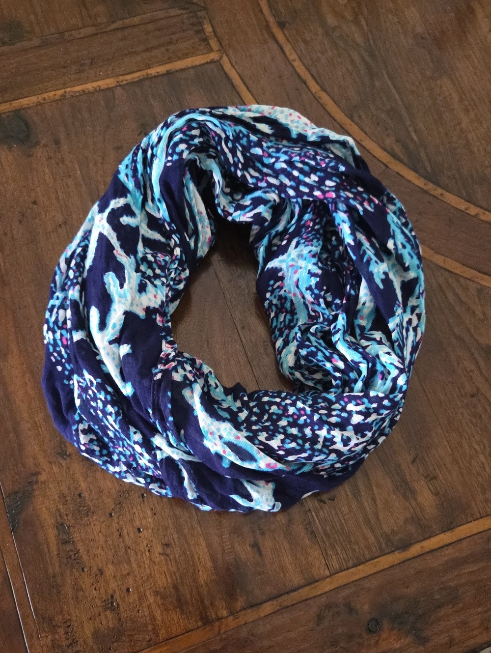 Lilly Pulitzer Navy Sealife Pattern Infinity Scarf